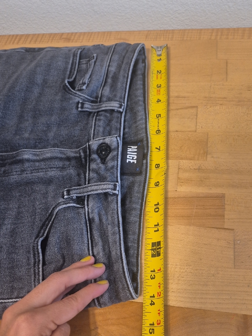 Paige Claudine Charcoal Black Jean Frayed Bottom Petite - Picture 9 of 11